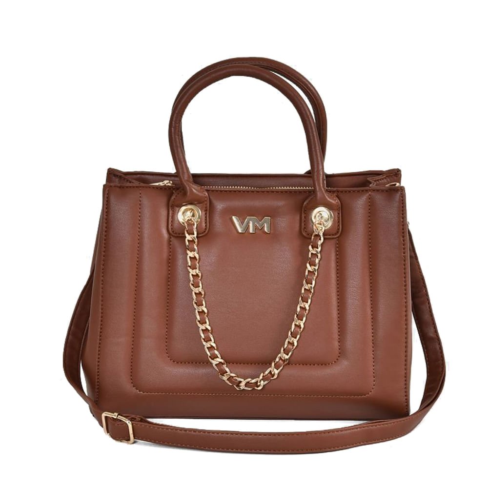 Bolsa Feminina Via Marte Tote Média Napa Corrente Marrom