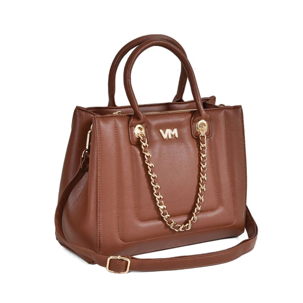 Bolsa Feminina Via Marte Tote Média Napa Corrente Marrom Marrom 2