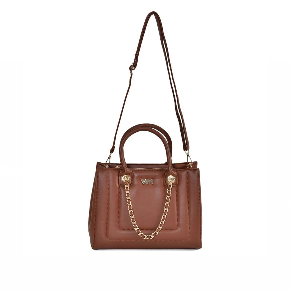 Bolsa Feminina Via Marte Tote Média Napa Corrente Marrom Marrom 3