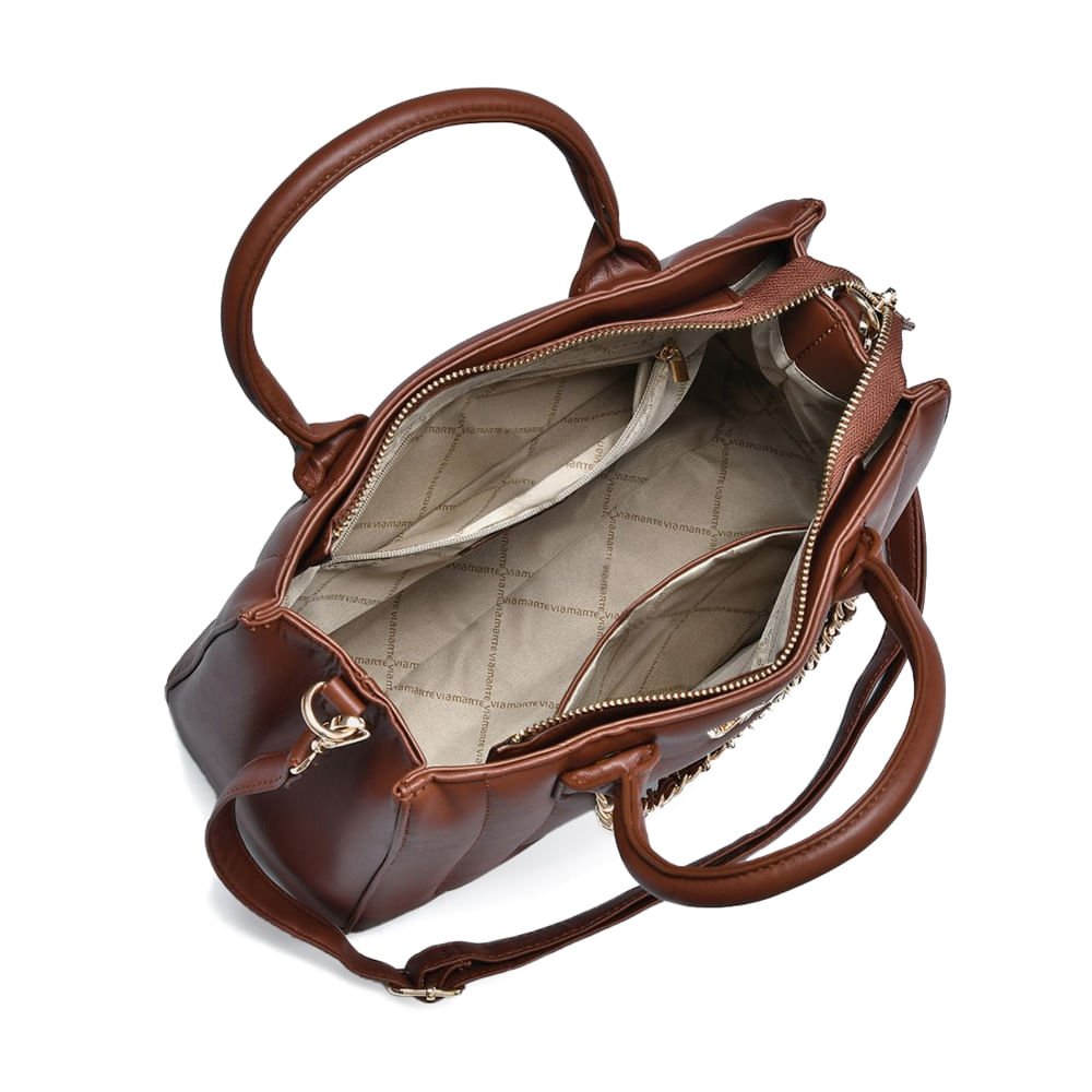 Bolsa Feminina Via Marte Tote Média Napa Corrente Marrom Marrom 4