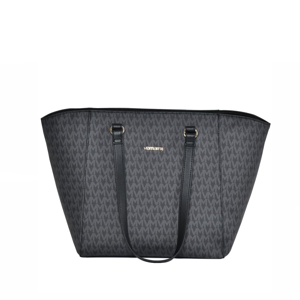 Bolsa Feminina Via Marte Tiracolo Grande Napa Monograma Preto