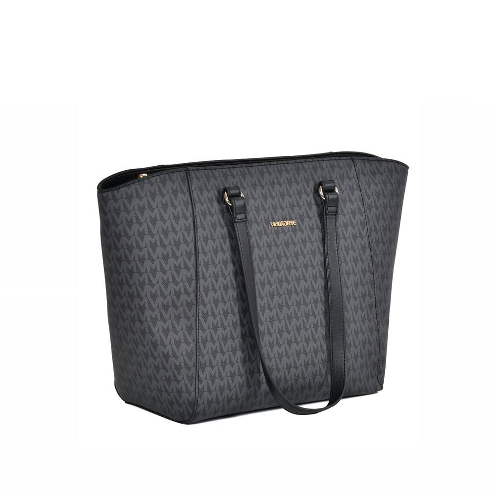 Bolsa Feminina Via Marte Tiracolo Grande Napa Monograma Preto Preto 2