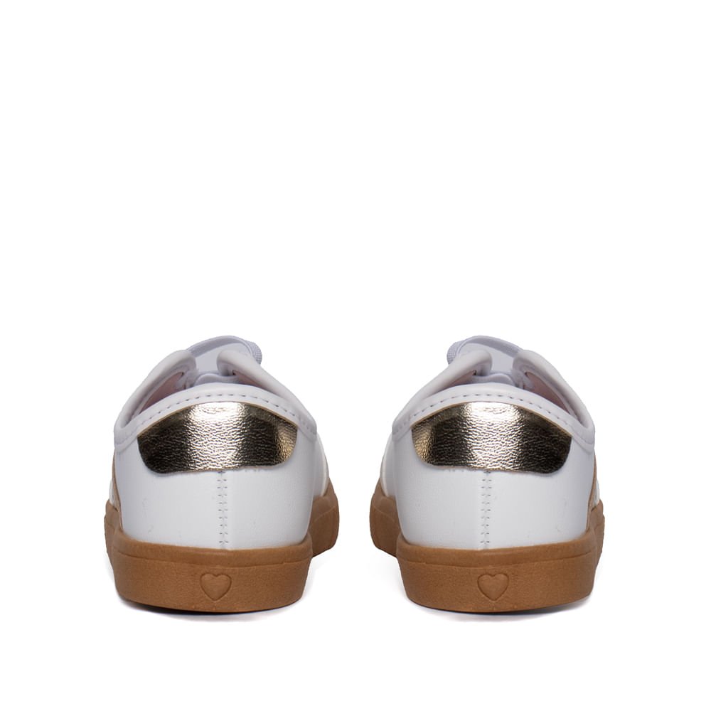 Tênis Infantil Molekinha Casual Calce Fácil Branco/Dourado Branco/Dourado 3
