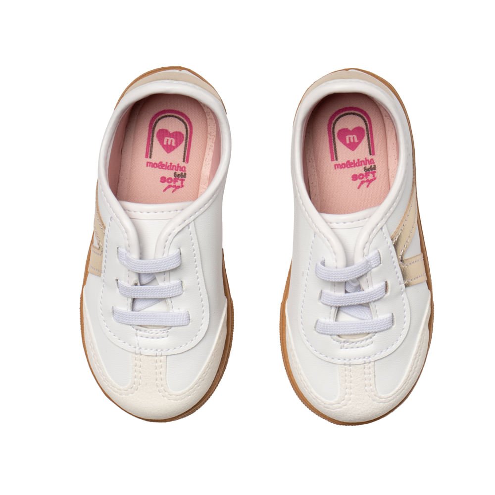 Tênis Infantil Molekinha Casual Calce Fácil Branco/Dourado Branco/Dourado 4
