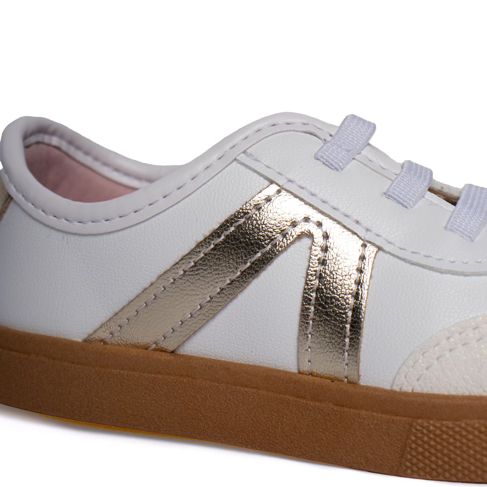 Tênis Infantil Molekinha Casual Calce Fácil Branco/Dourado Branco/Dourado 5