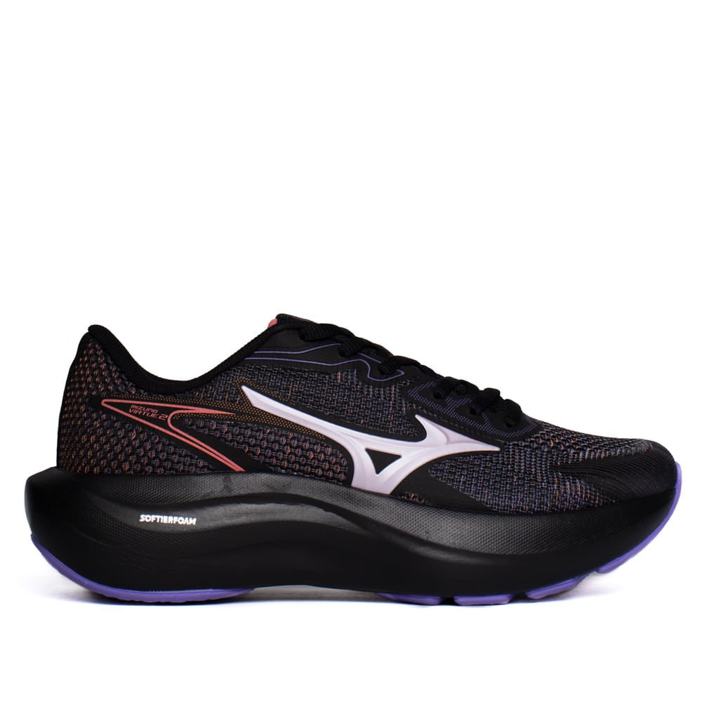 Tênis Feminino Mizuno Virtue 2 Amortecimento Leve Preto/Roxo