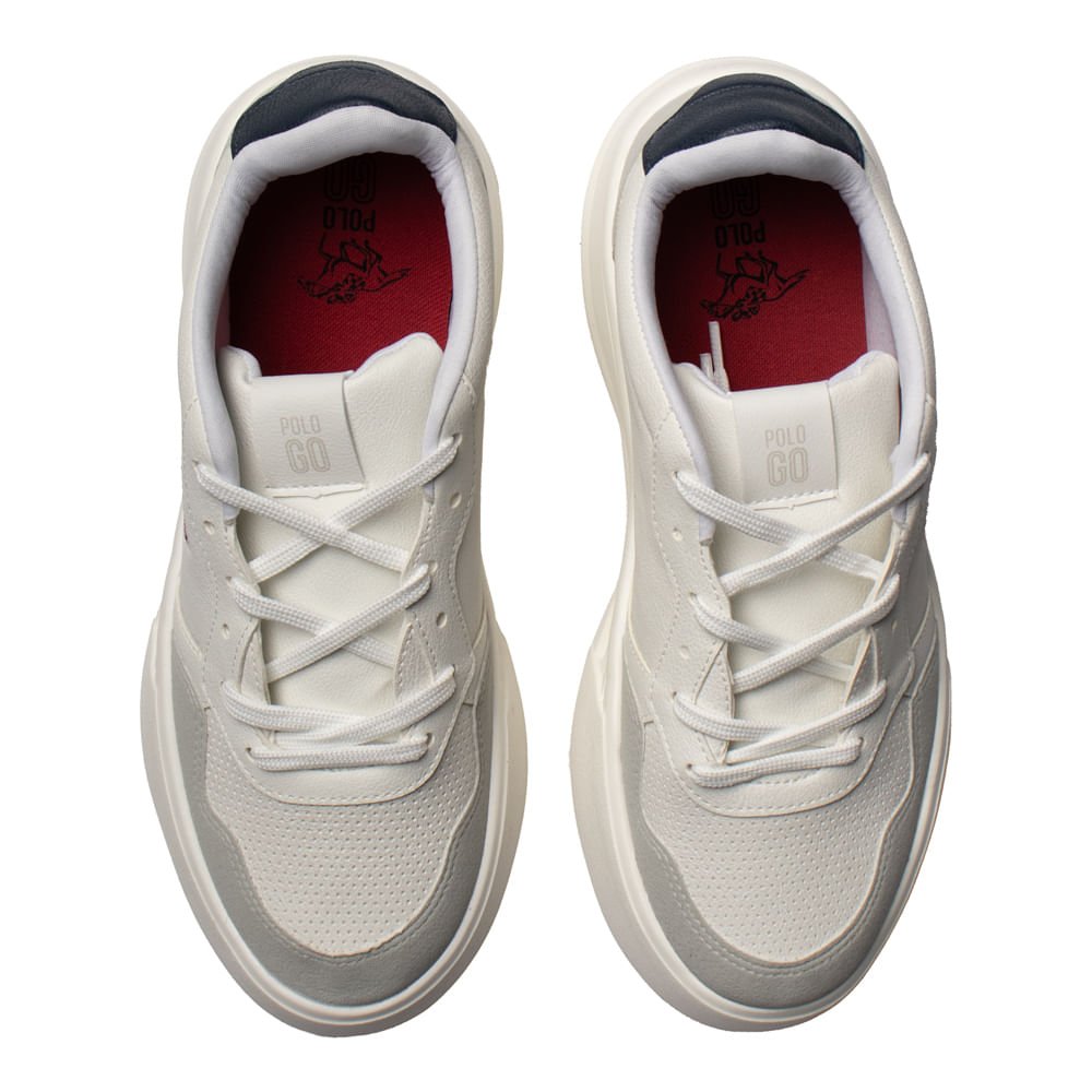 Sapatênis Masculino Polo Go Recortes Camurça Branco Branco/Cinza 4