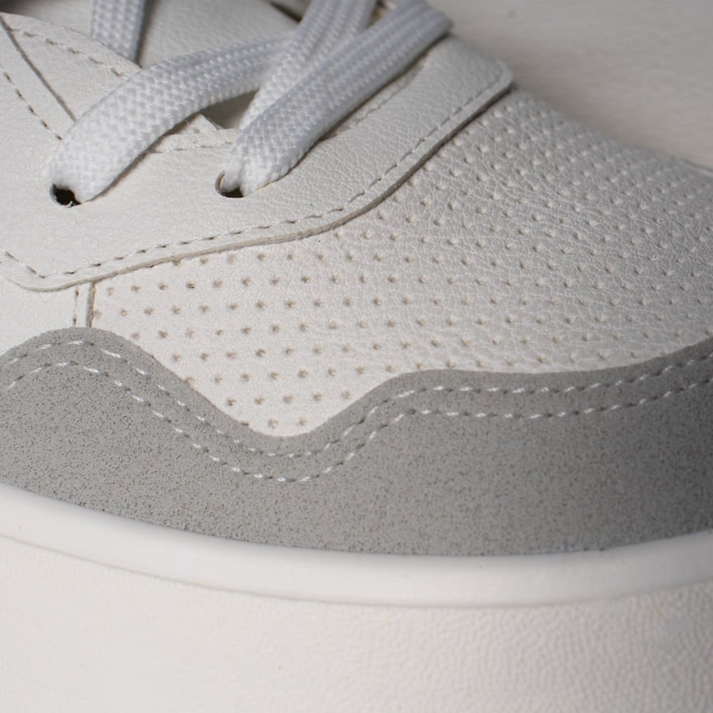 Sapatênis Masculino Polo Go Recortes Camurça Branco Branco/Cinza 6