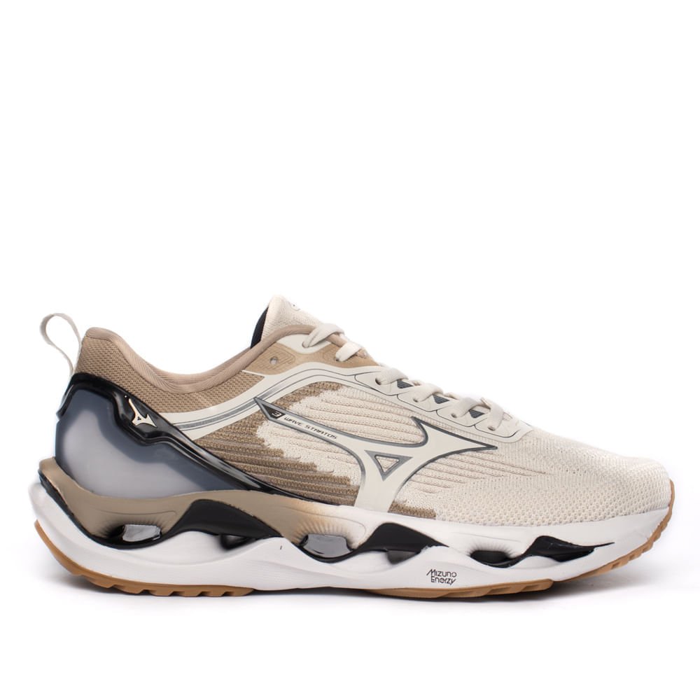 Tênis Masculino Mizuno Wave Stratos 3 Bege/Branco/Preto