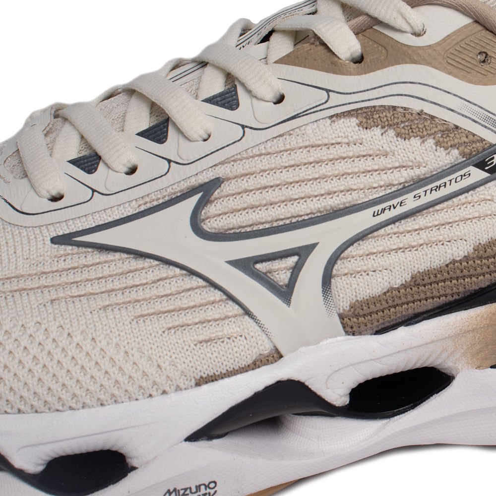 Tênis Masculino Mizuno Wave Stratos 3 Bege/Branco/Preto Bege/Branco 5