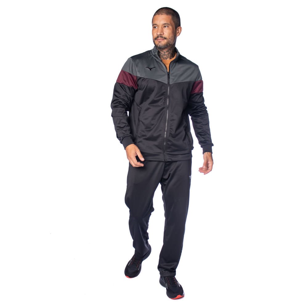 Agasalho Masculino Mizuno Root II Preto/Bordô