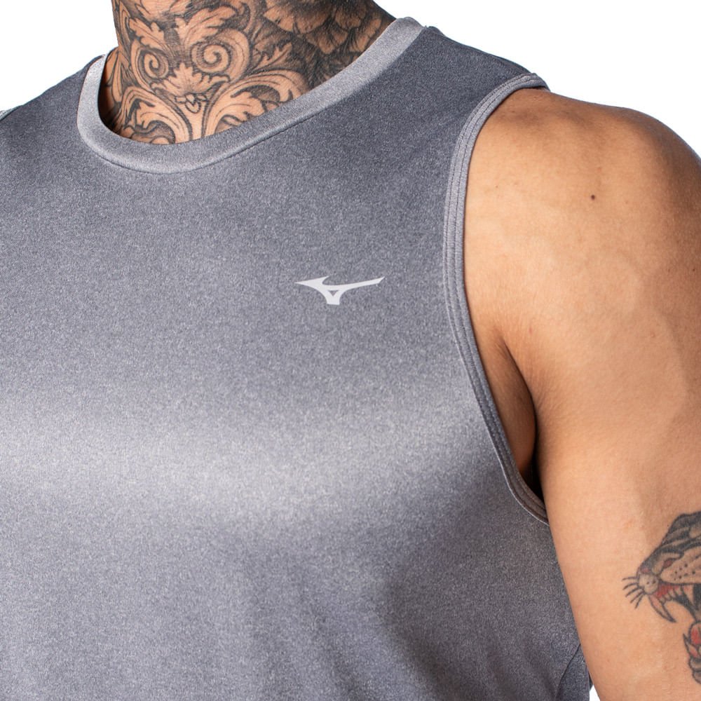 Regata Masculina Mizuno Spark Logo Cinza Mescla Cinza Mescla 3