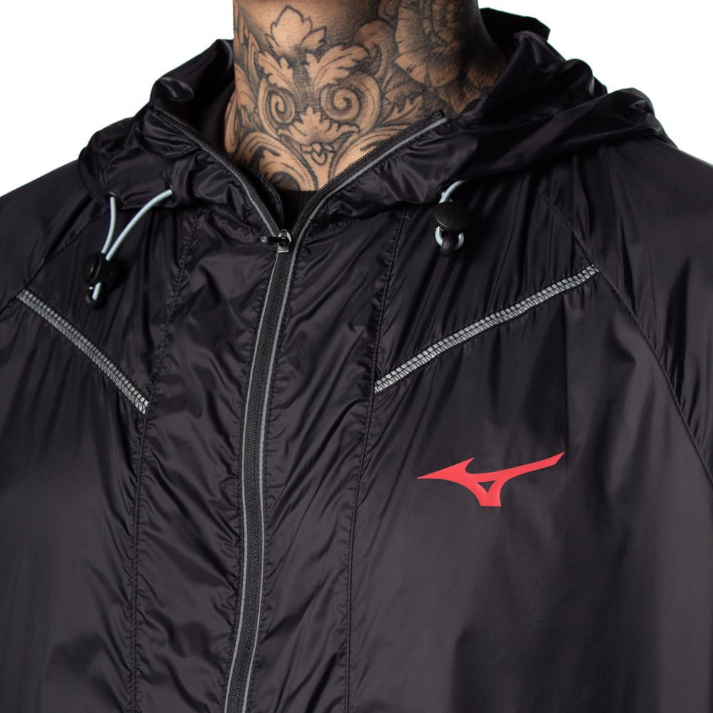 Jaqueta Corta Vento Masculina Mizuno High Preto Preto 4