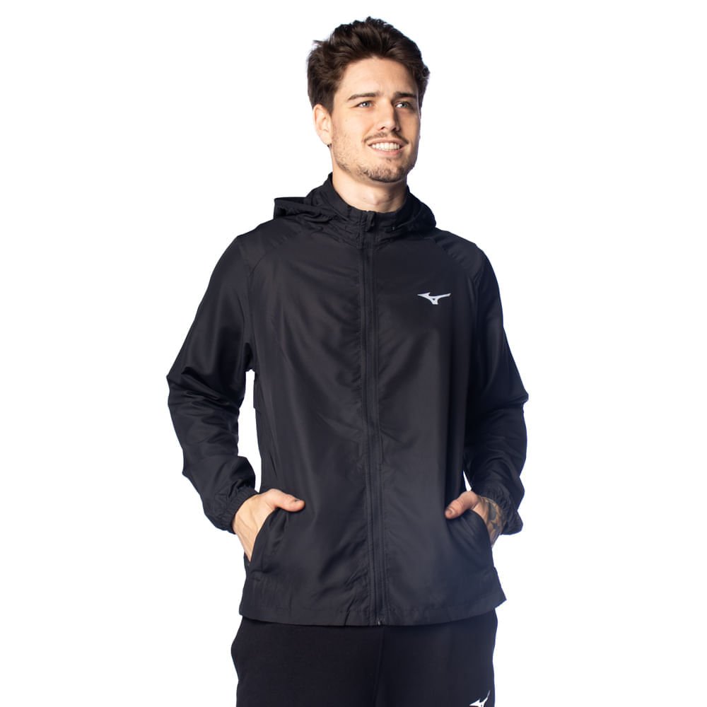 Corta Vento Masculina Mizuno Ripstop Compactável Preto