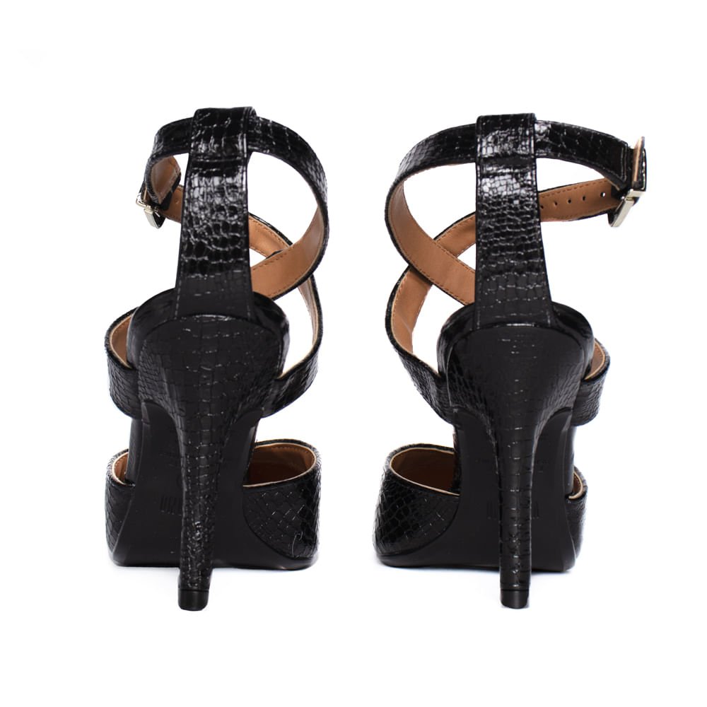 Scarpin Feminino Vizzano Croco Salto Alto Preto Preto 3