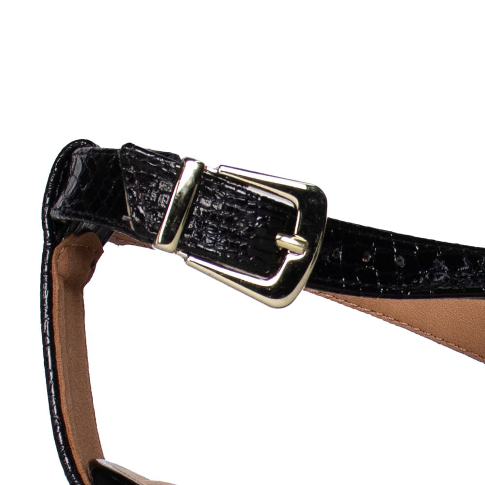 Scarpin Feminino Vizzano Croco Salto Alto Preto Preto 6