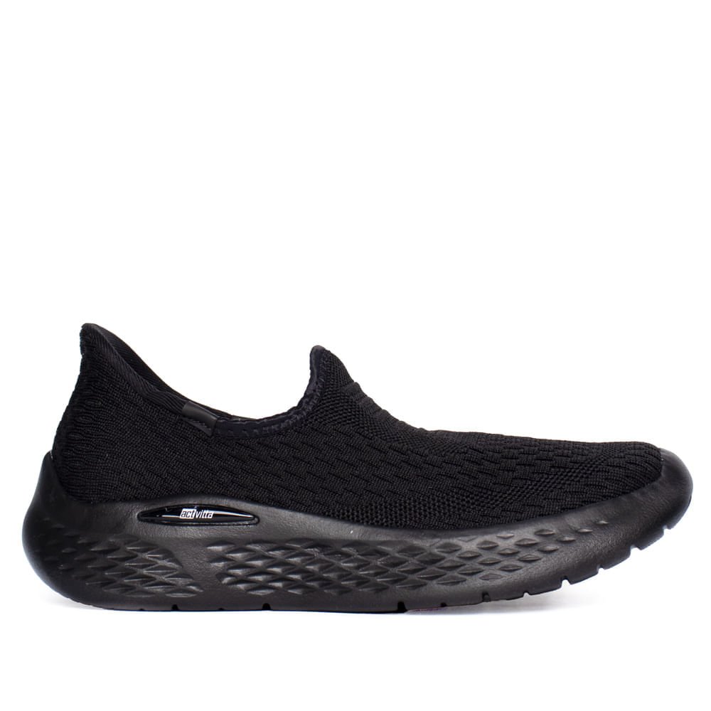 Tênis Feminino Actvitta Calce Fácil Knit Preto