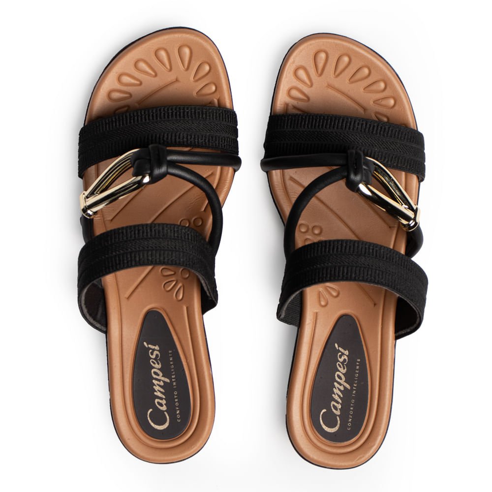 Tamanco Feminino Campesi Napa Elástico Preto Preto 4