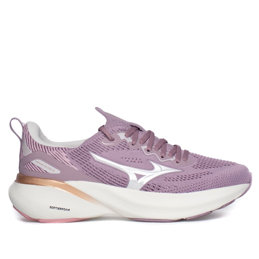 Tênis Feminino Mizuno Glow 3 Respirável Roxo Claro