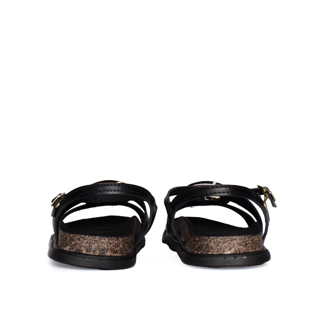 Sandália Infantil Molekinha Adereço Dourado Napa Turim Preto Preto 3