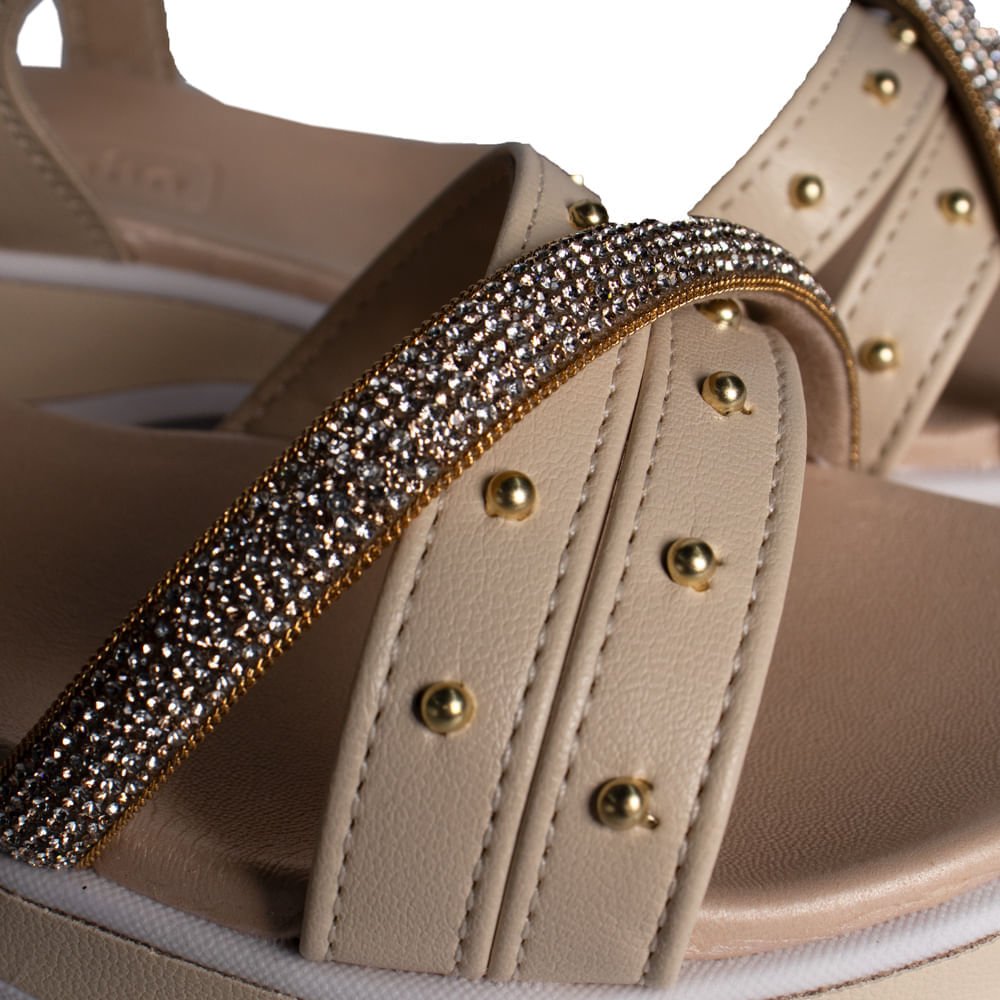 Sandália Infantil Molekinha Brilho Tiras Creme Creme 5