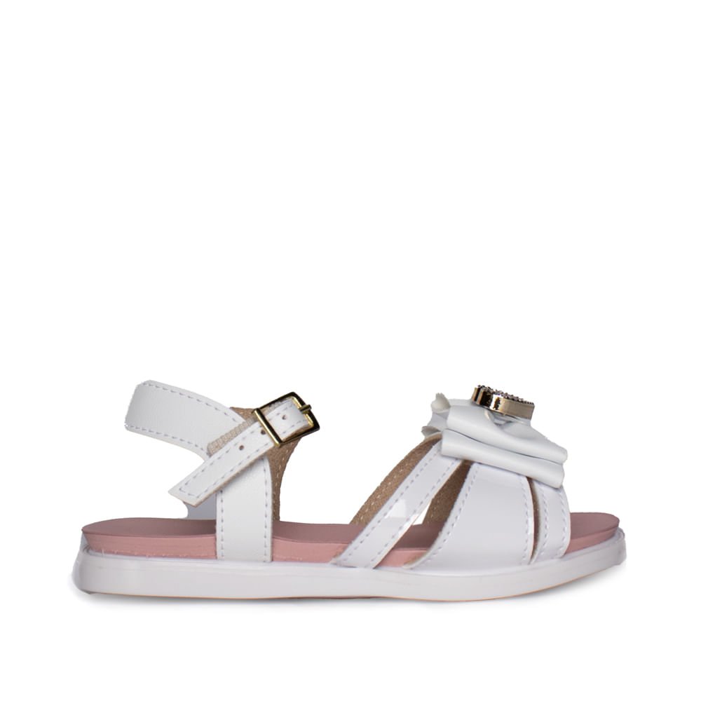Sandália Infantil Molekinha Laço Verniz Branco
