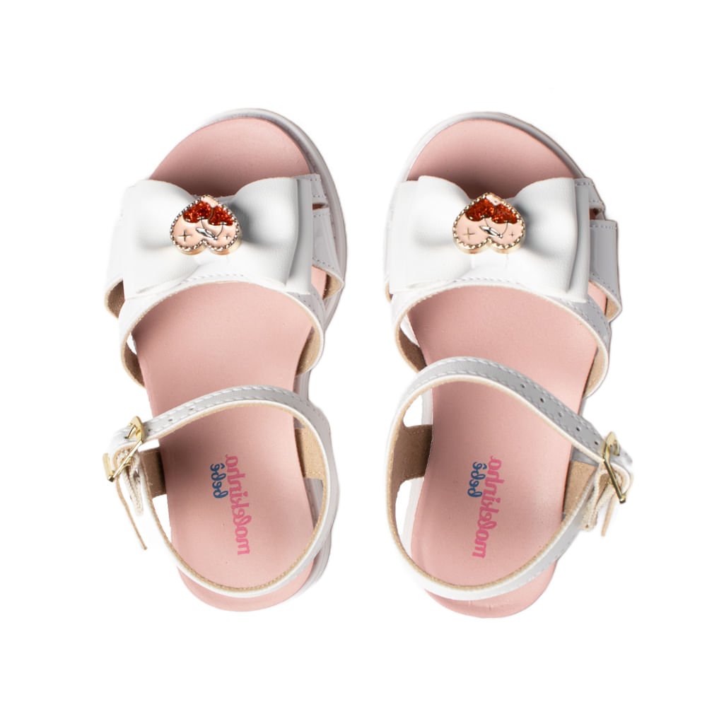 Sandália Infantil Molekinha Laço Verniz Branco Branco 4