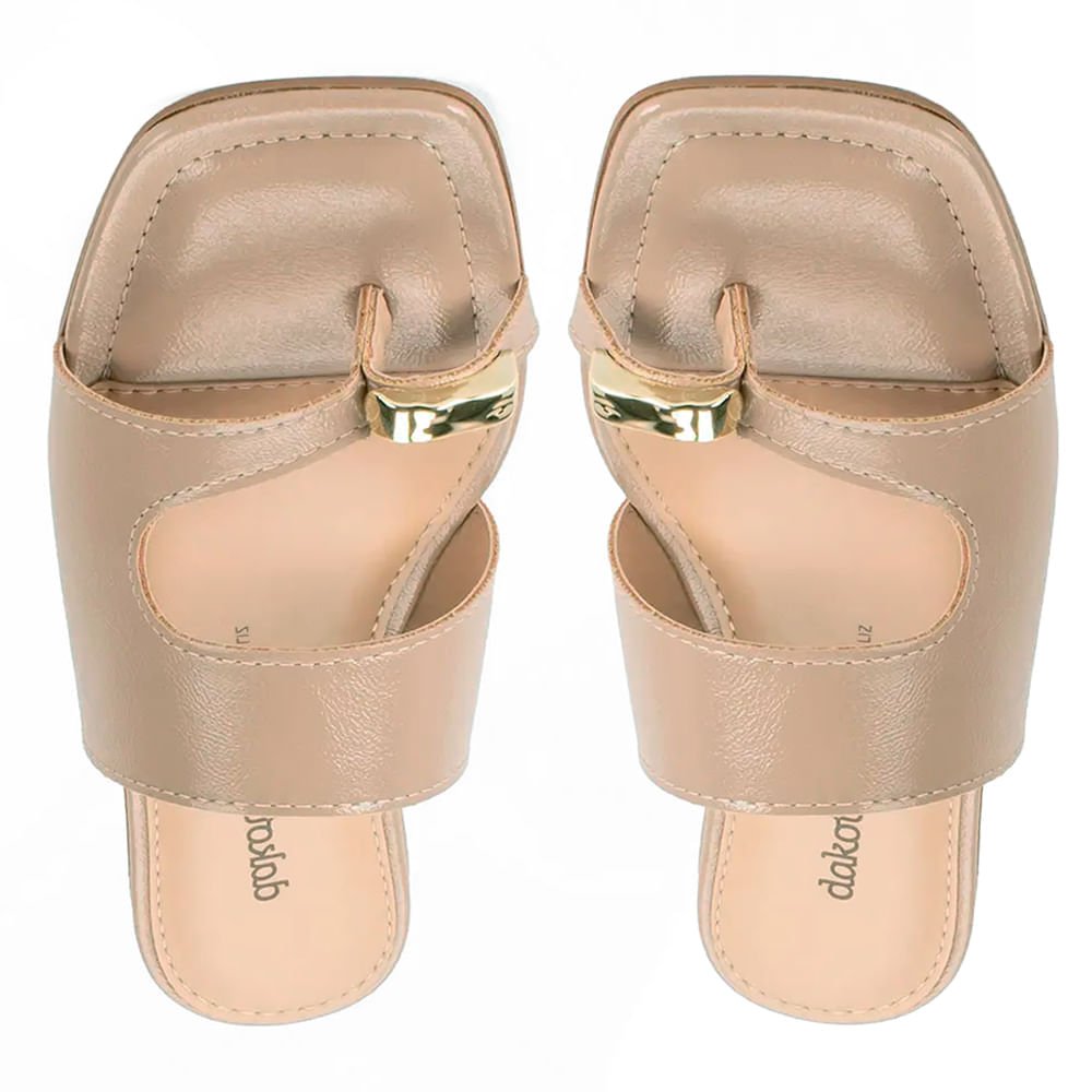Sandália Rasteira Feminina Dakota Napa Recorte Moderno Bege Bege 4