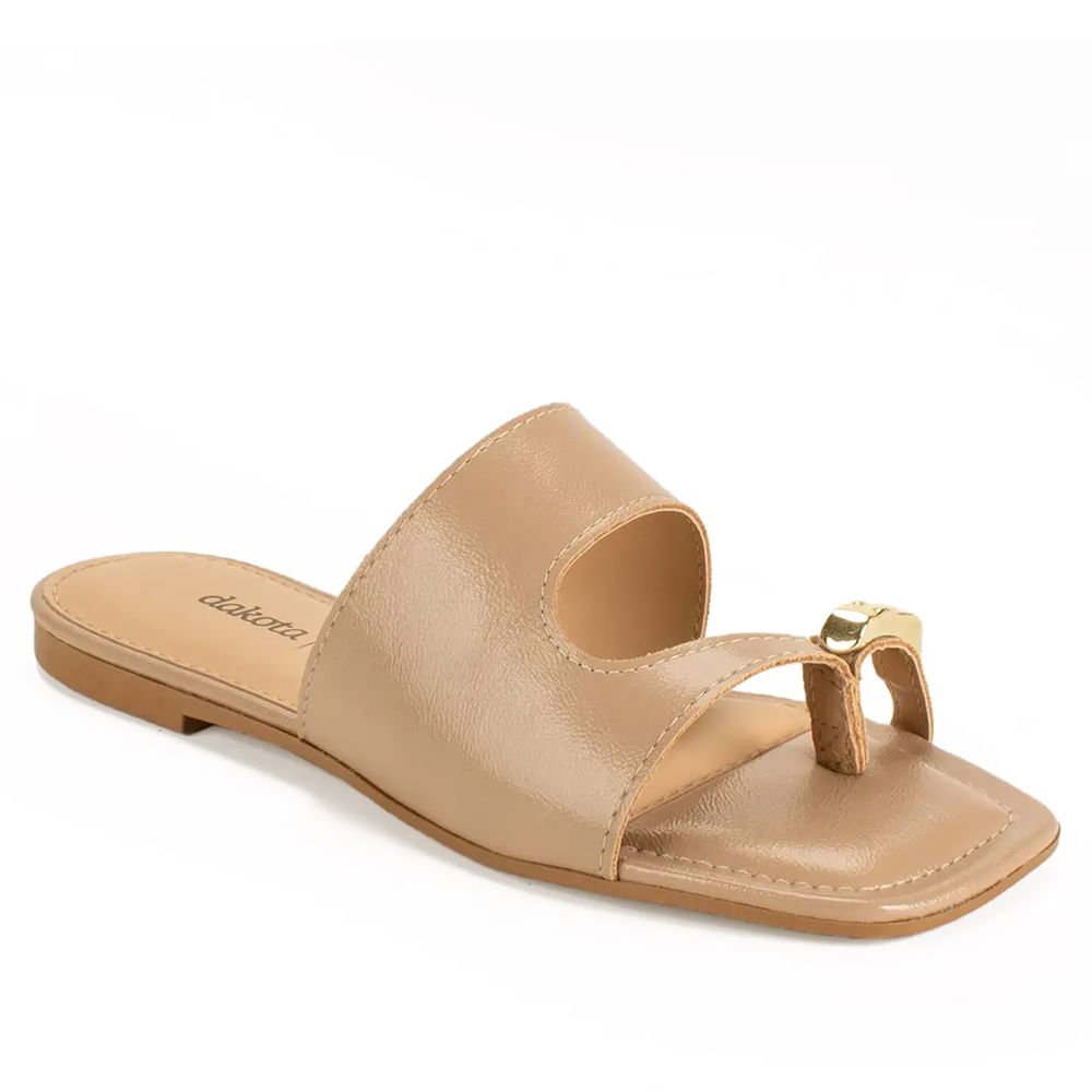 Sandália Rasteira Feminina Dakota Napa Recorte Moderno Bege Bege 3