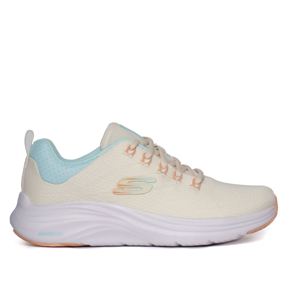 Tênis Feminino Skechers Vapor Foam Leve Off White/Azul