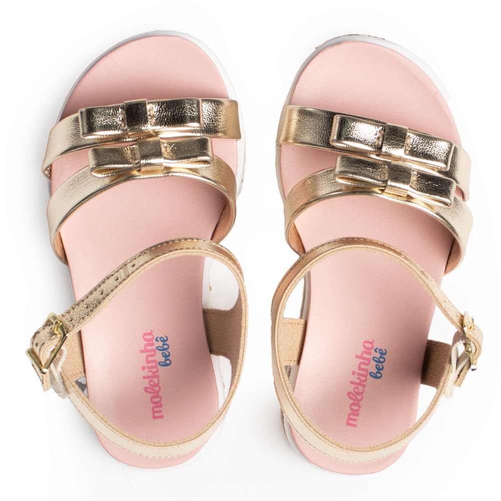 Sandália Infantil Molekinha Laço Metal Dourado Dourado 5