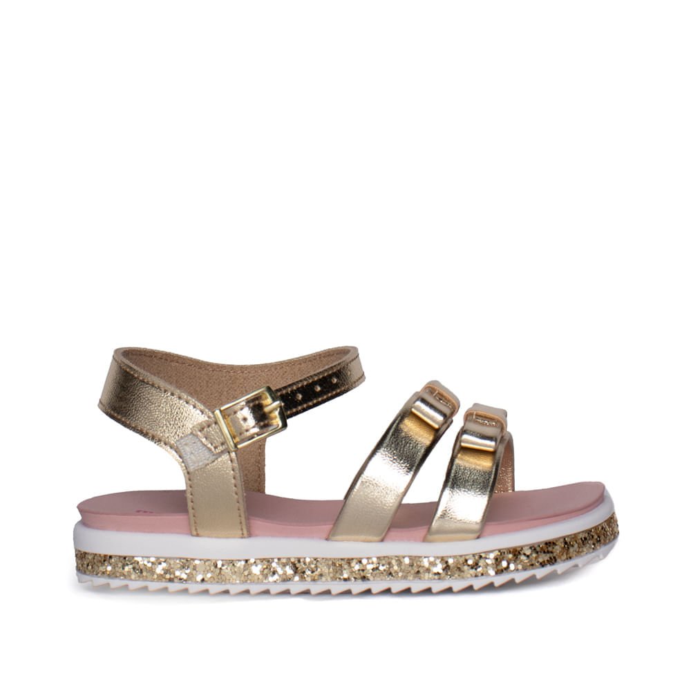 Sandália Infantil Molekinha Laço Metal Dourado