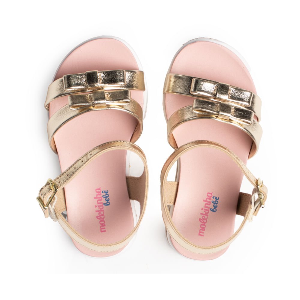 Sandália Infantil Molekinha Laço Metal Dourado Dourado 4