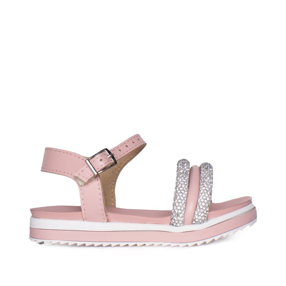 Sandália Infantil Molekinha Strass Napa Turim Rosa
