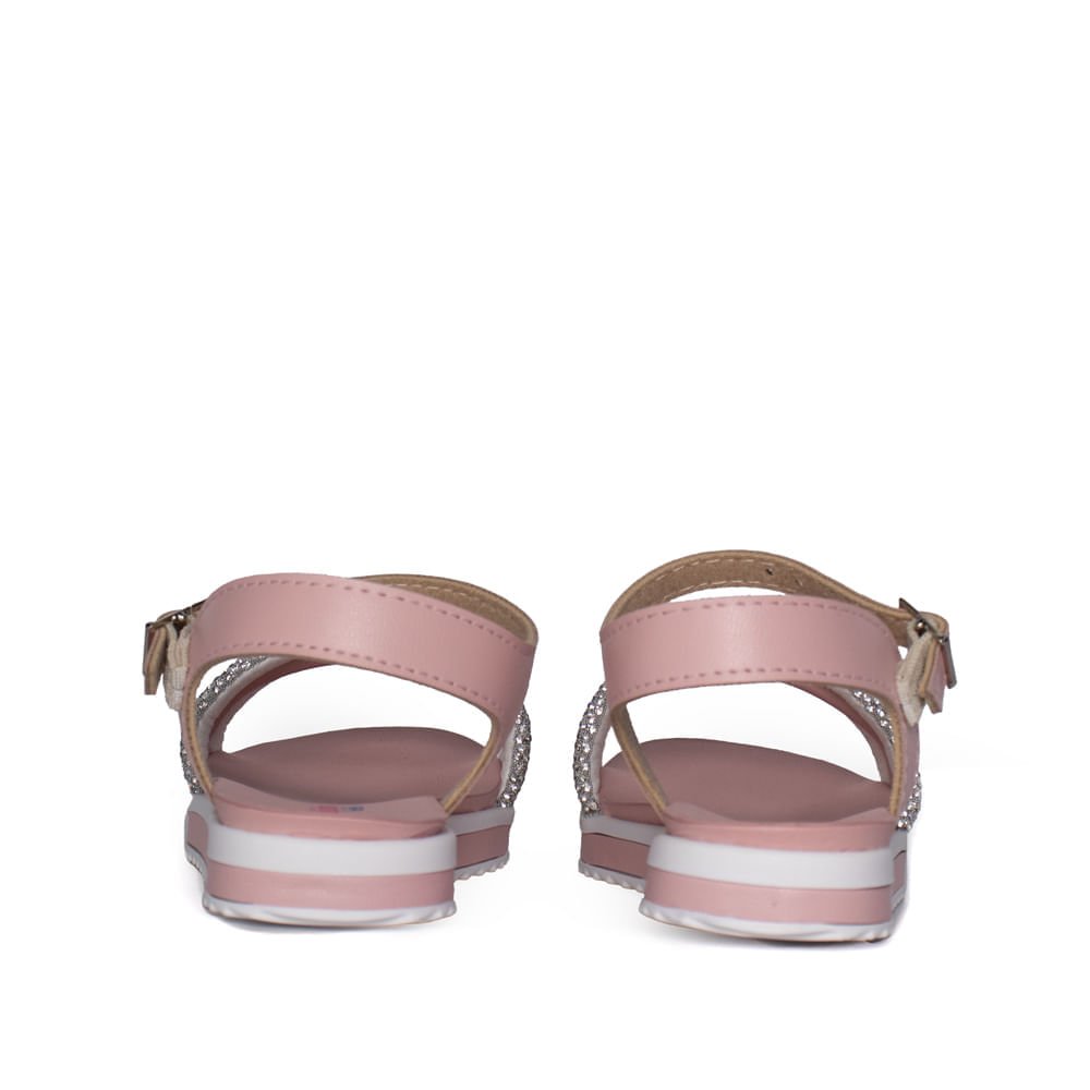 Sandália Infantil Molekinha Strass Napa Turim Rosa Rosa 3