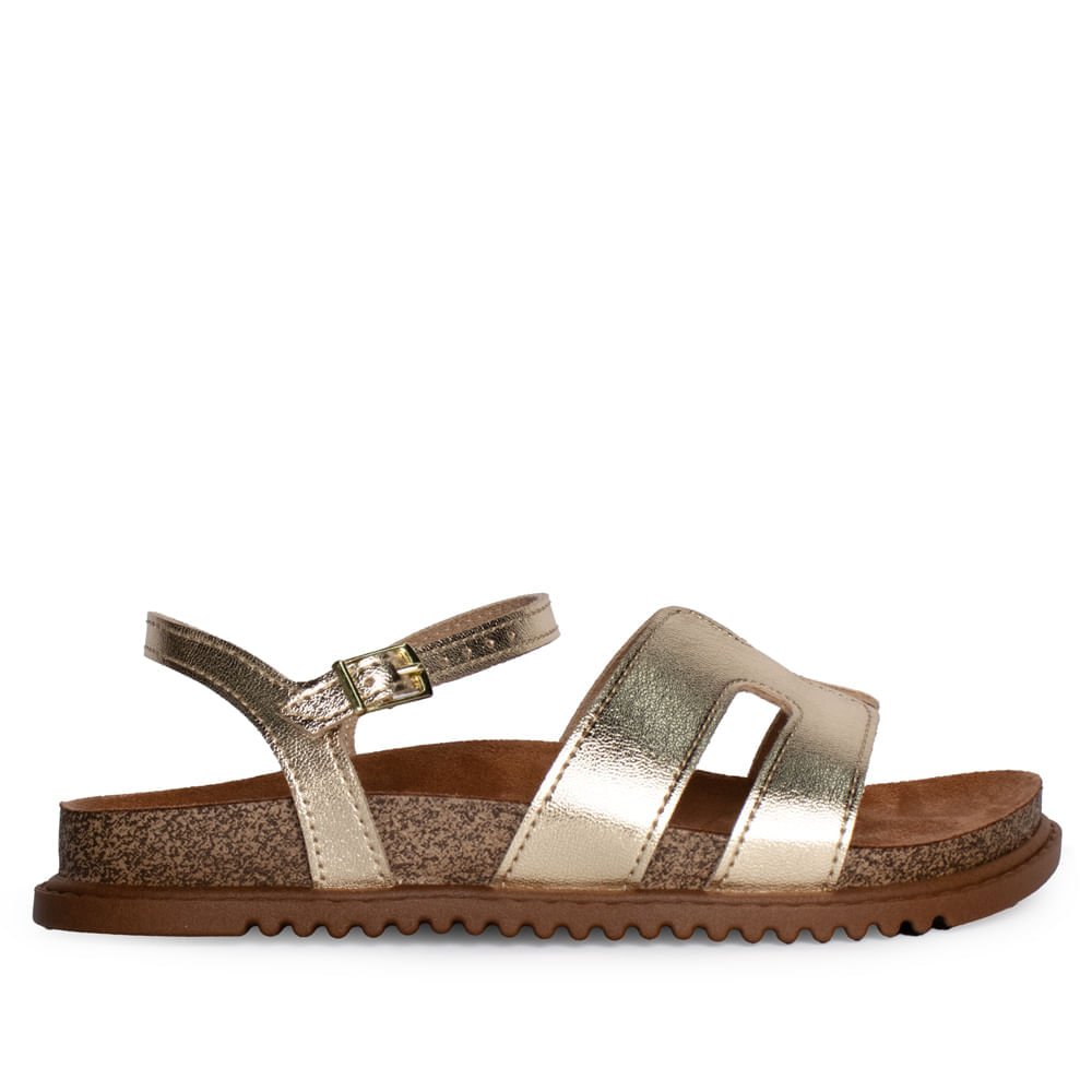 Sandália Infantil Molekinha Flatform Tiras Brilho Dourado