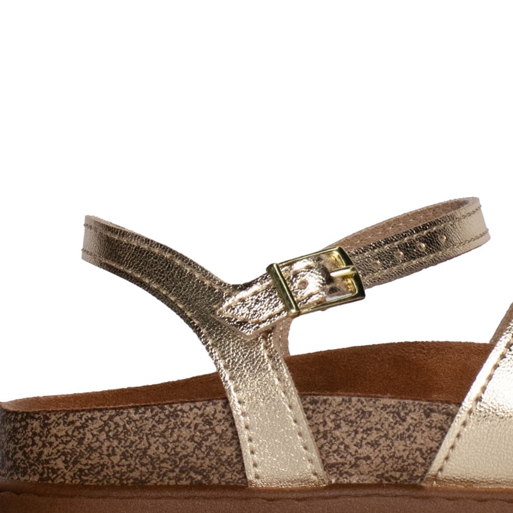 Sandália Infantil Molekinha Flatform Tiras Brilho Dourado Dourado 4