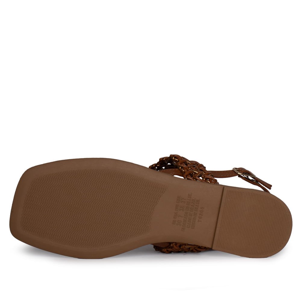 Sandália Feminina Dakota Tira Entrelaçada Napa Bege Dourado Marrom 2