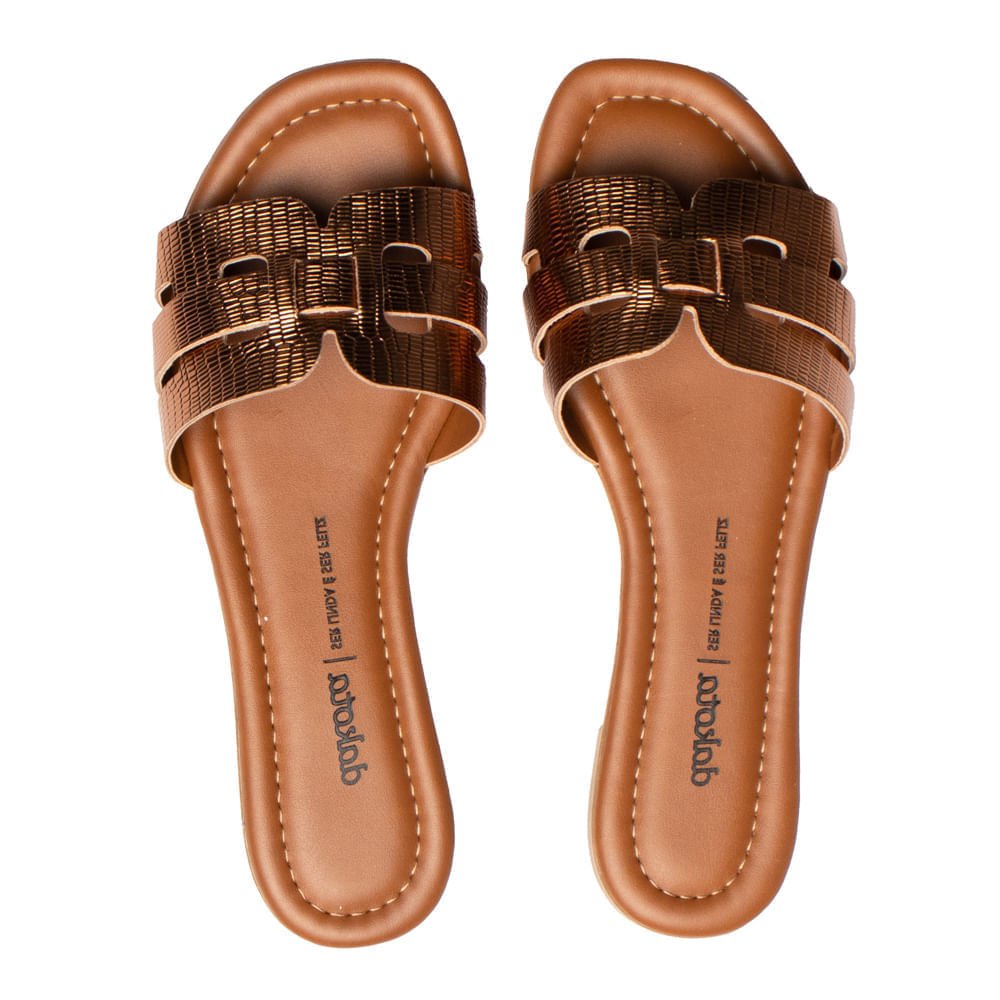 Rasteira Feminina Dakota Tiras Entrelaçadas Dourado