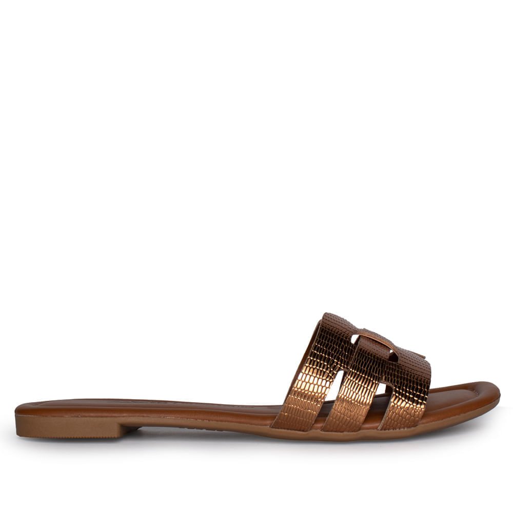 Rasteira Feminina Dakota Tiras Entrelaçadas Dourado Dourado 2