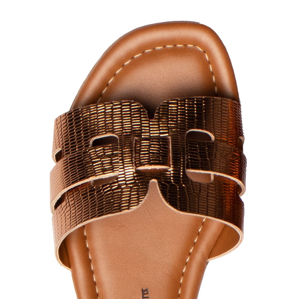 Rasteira Feminina Dakota Tiras Entrelaçadas Dourado Dourado 4