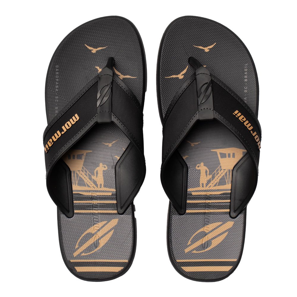 Chinelo Masculino Mormaii Wave II Garopaba Preto/Bege