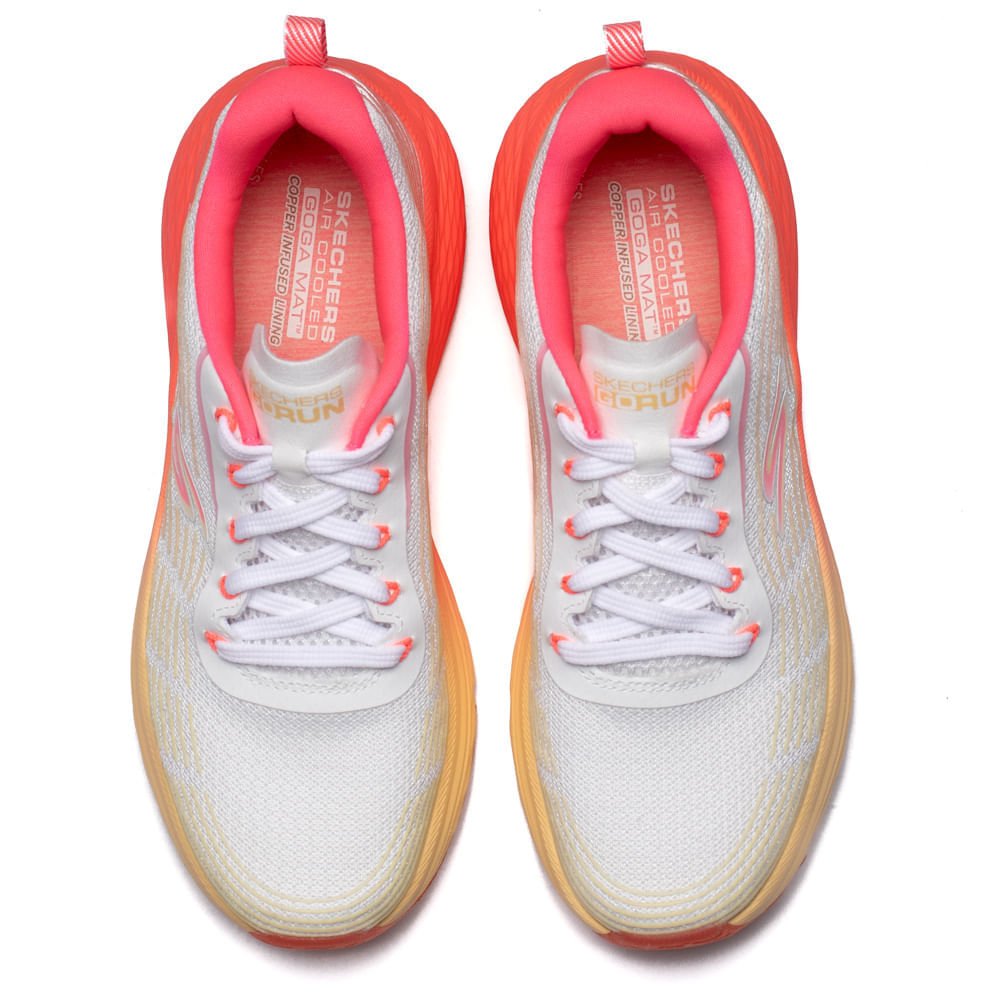Tênis Feminino Skechers Max Cushioning Elite 2.0 Rosa Neon/Branco Branco/Laranja 4