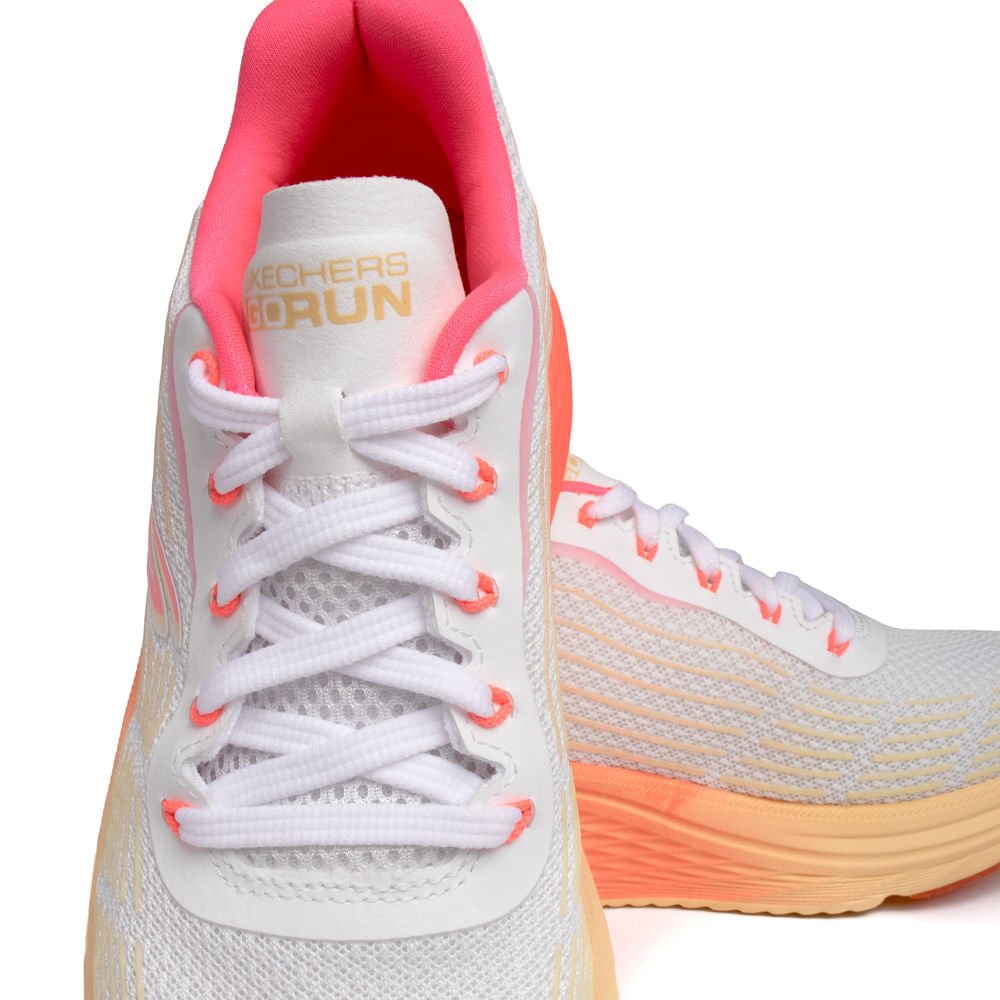 Tênis Feminino Skechers Max Cushioning Elite 2.0 Rosa Neon/Branco Branco/Laranja 5
