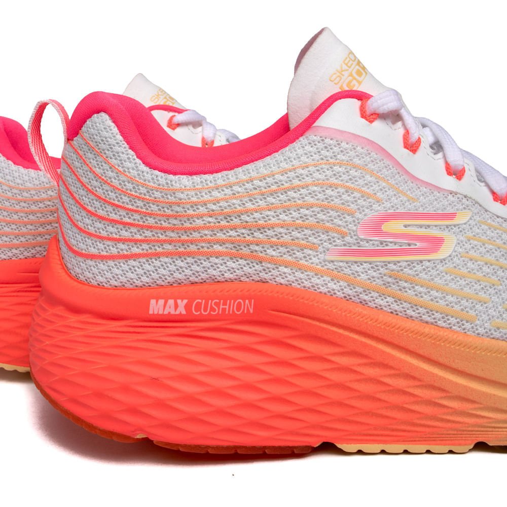 Tênis Feminino Skechers Max Cushioning Elite 2.0 Rosa Neon/Branco Branco/Laranja 6