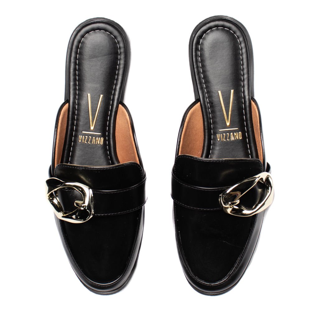 Sapatilha Feminina Vizzano Mule Bico Redondo Preto Preto 4