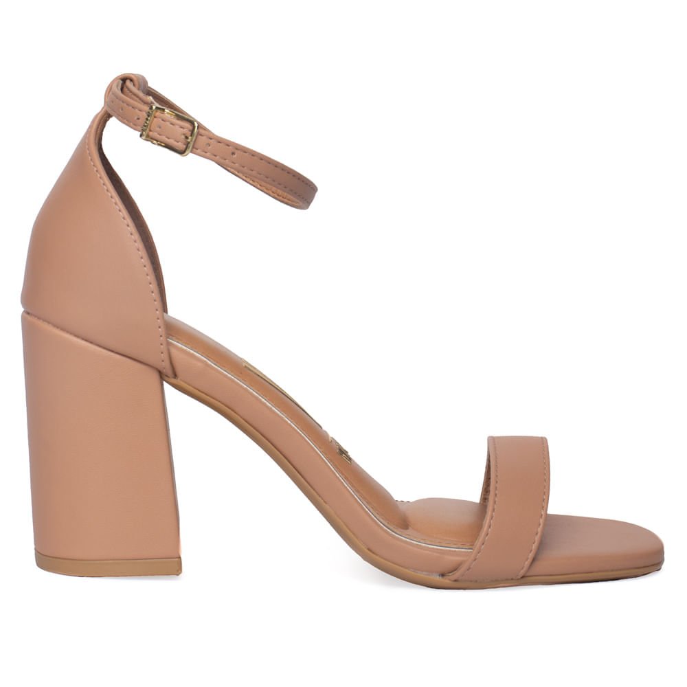 Sandália Feminina Vizzano Pelica Salto Grosso Nude