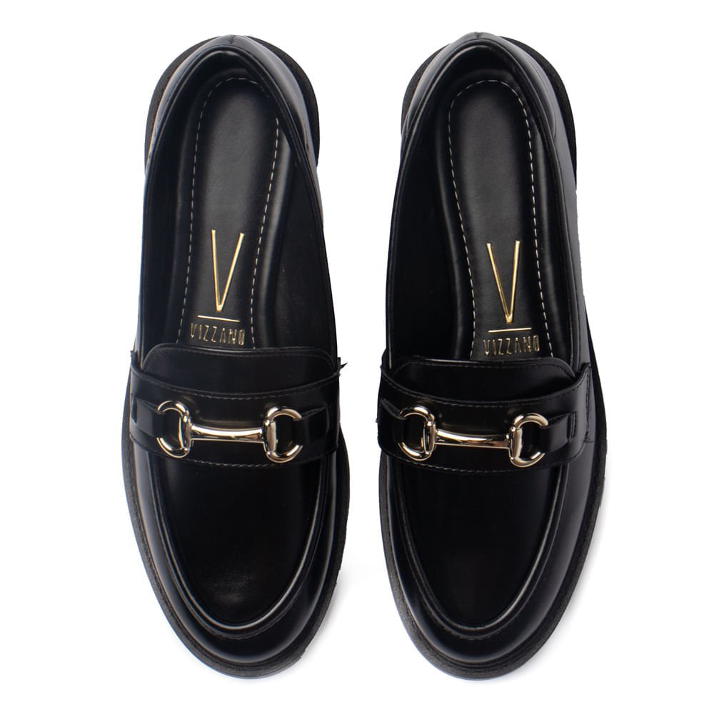 Mocassim Feminino Vizzano Napa Guarda Preto Preto 4