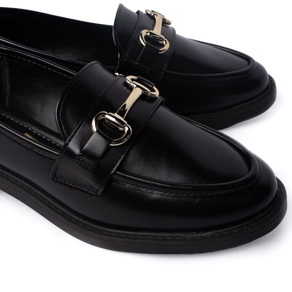Mocassim Feminino Vizzano Napa Guarda Preto Preto 4