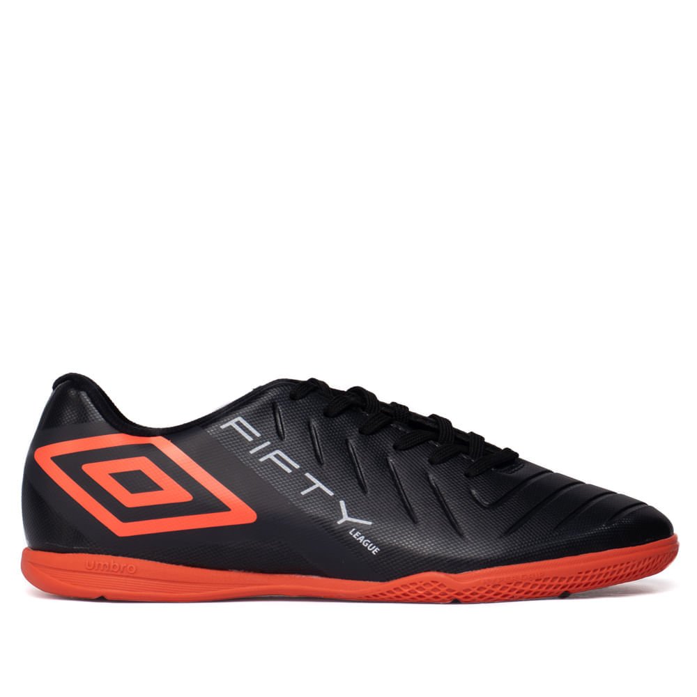 Chuteira Masculina Umbro Futsal Fifty VI League Preto/Laranja